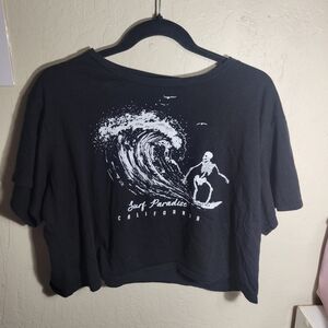 Black Surf Paradise Graphic Cropped Tee
